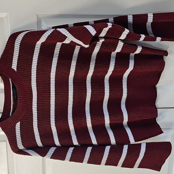 NWT Sanctuary Chilly Out Chenille Sweater Marroon/Gray Striped XLarge - Picture 6 of 12